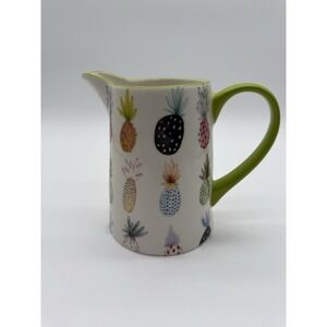 Potters Studio 6 1/2" Ceramic Pitcher With Pineapples Green Handle & Trim